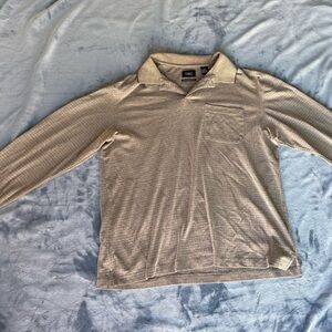 Haggar Beige Long Sleeve Polo Shirt